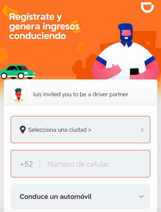 Registro DiDi Conductor